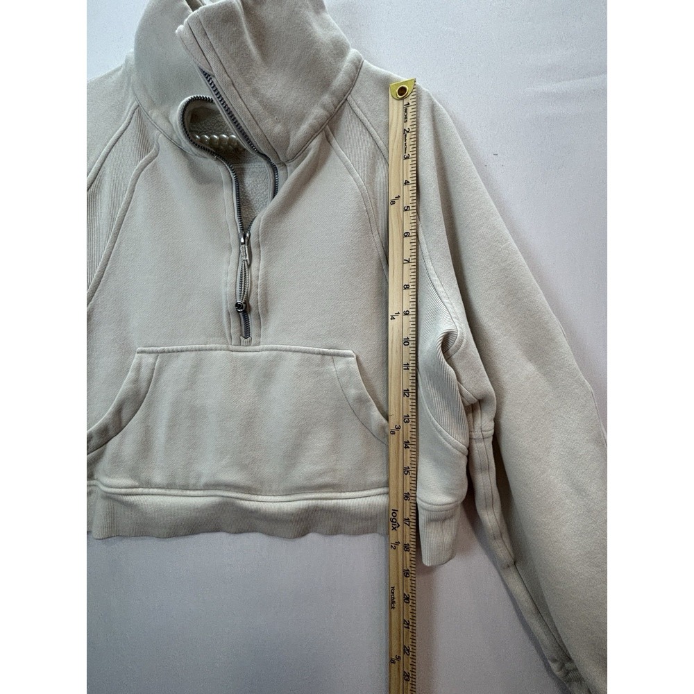 Lululemon Women Cream Scuba Oversized Half Zip Cropped Pullover Sweatshirt M/L - Picture 10 of 16